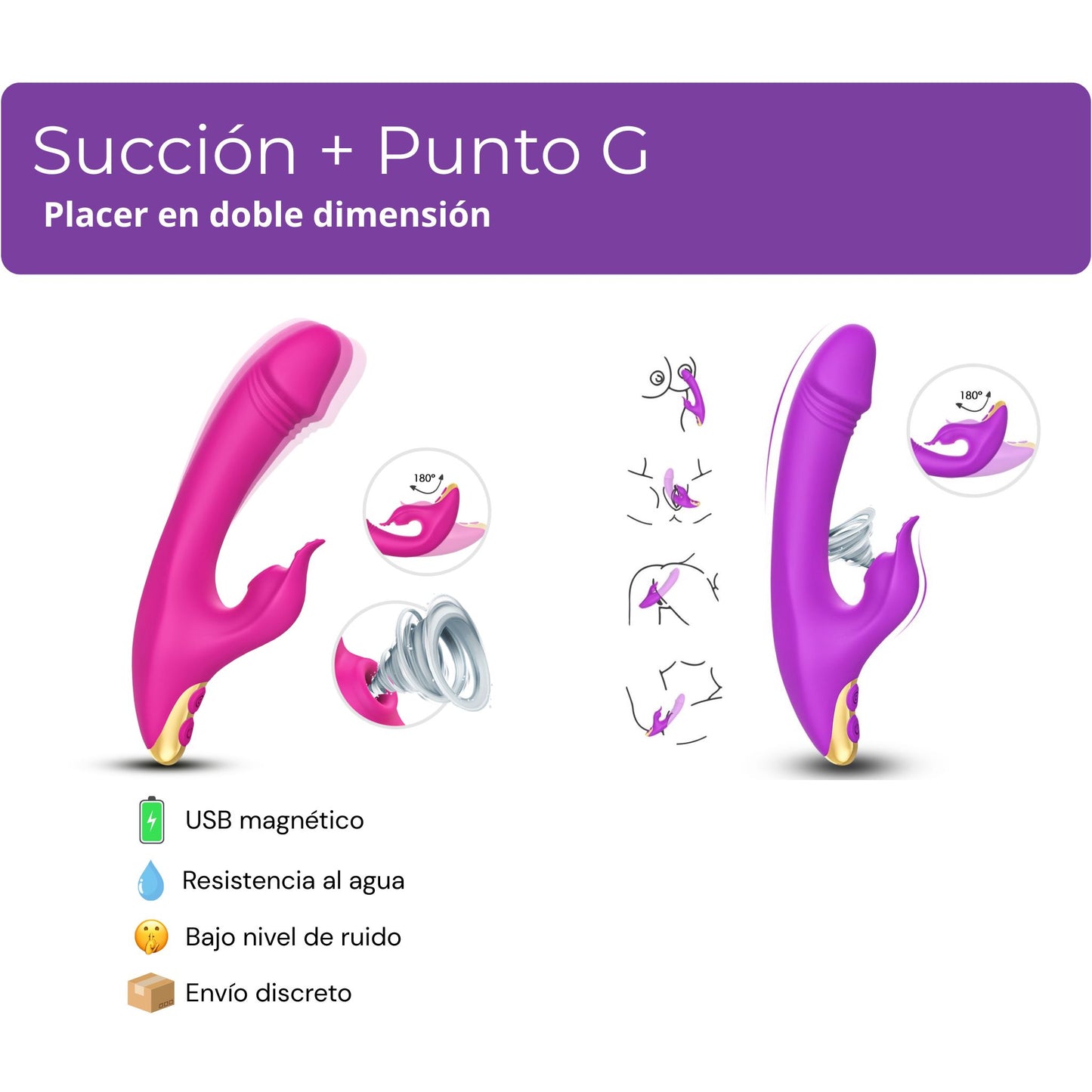 Vibrador Succión & Punto G Recargable